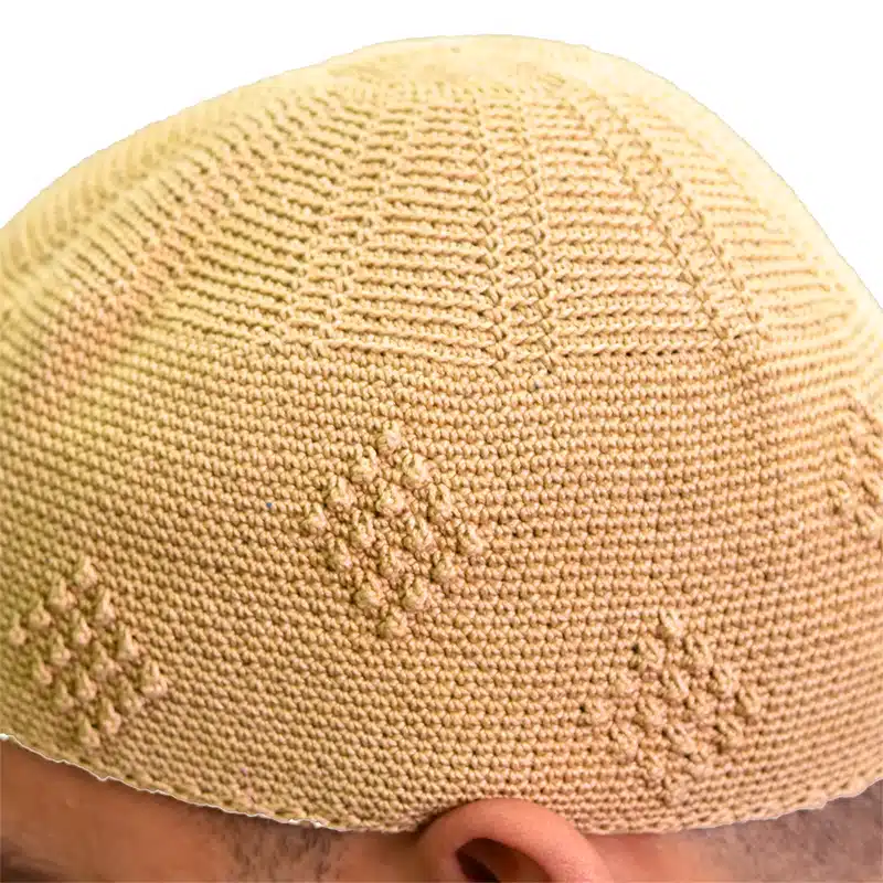 Men's Detailed Knit Beige Prayer Hat image 1