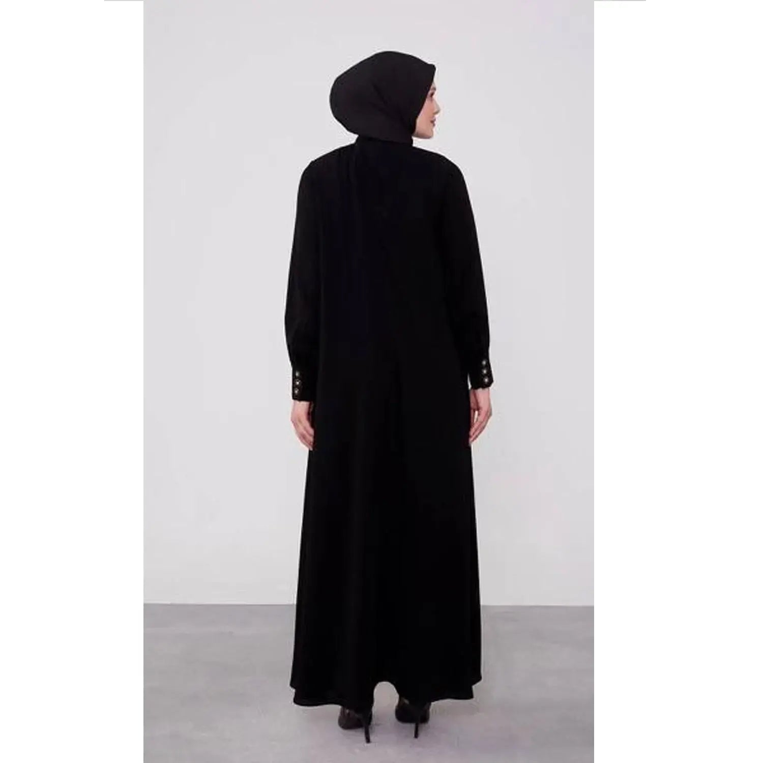 Women Black Classic Button Abaya