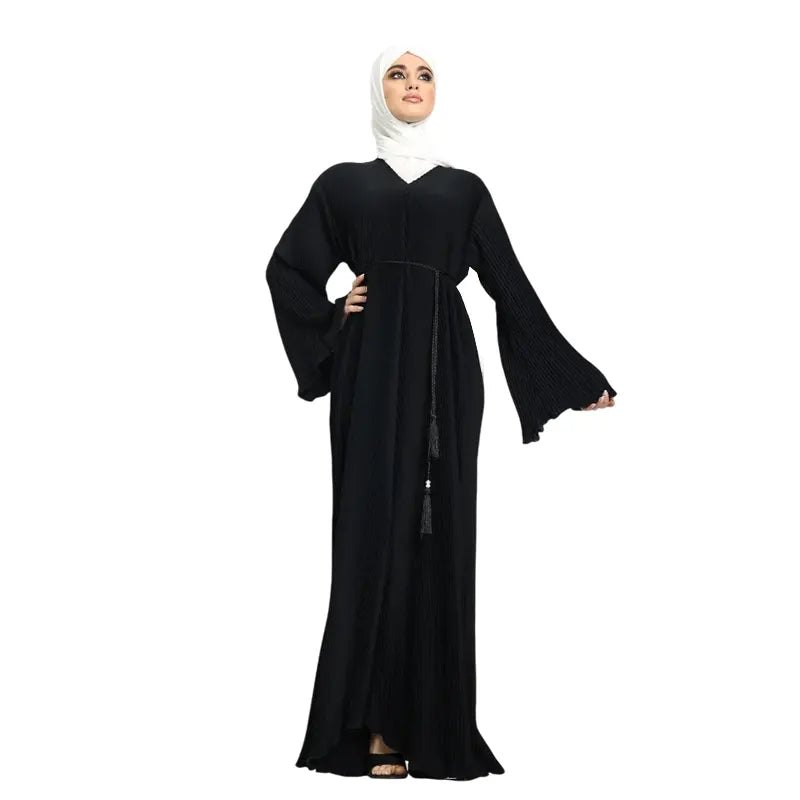 Black Pleated Women's Abaya