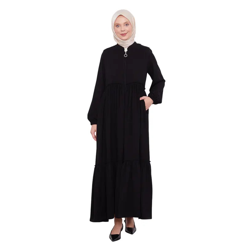 Modest Zipped Black Abaya
