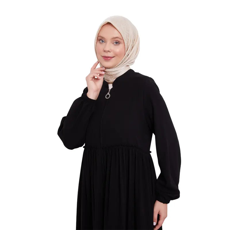 Modest Zipped Black Abaya