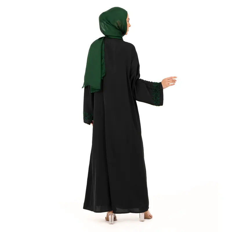 Forest Green Noor Embellished Kimono Set