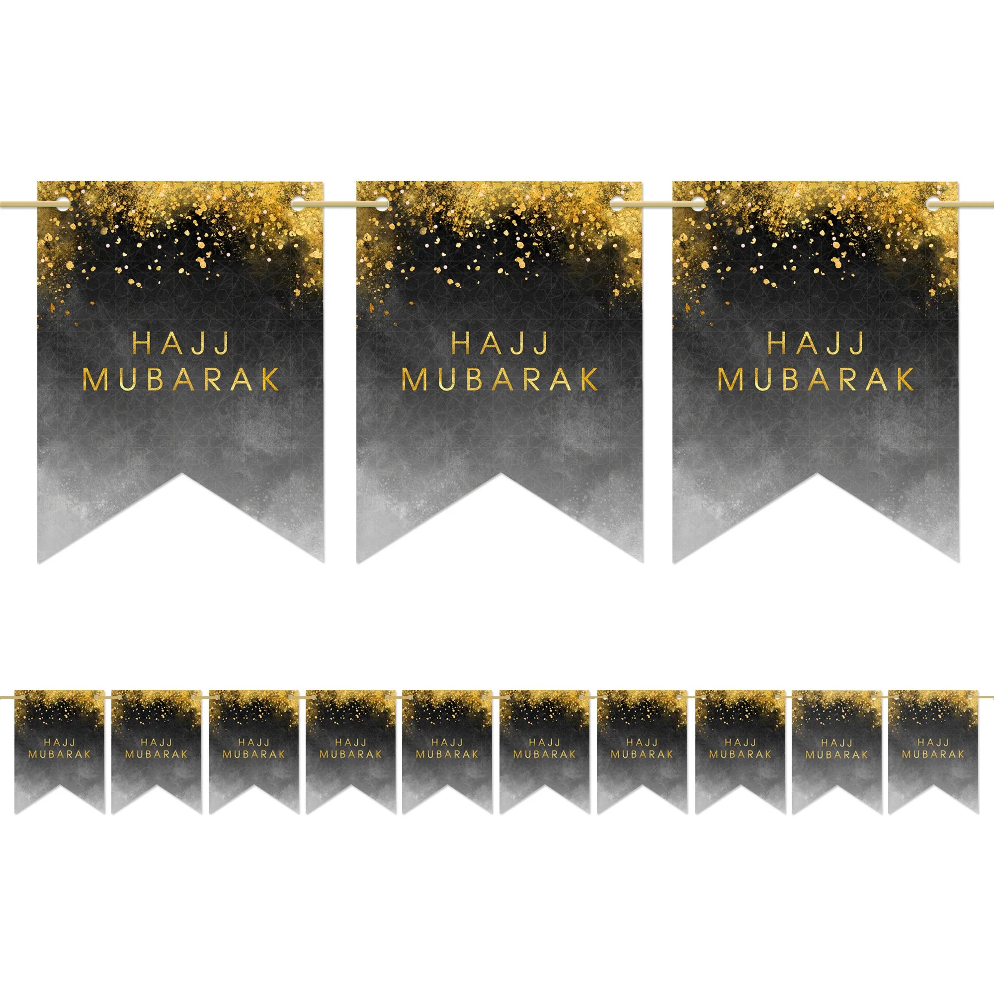 Hajj Mubarak Pennat Bunting Black & Gold
