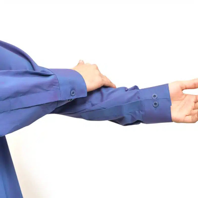 Men's Collared Textured Navy Thobe 651- 3 image 2