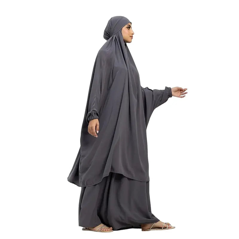 Two Piece Jilbab Dark Grey
