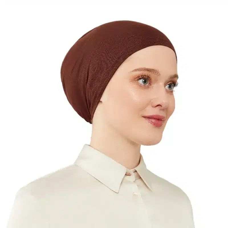 Women's Elasticated Chocolate Under Scarf Hijab Cap