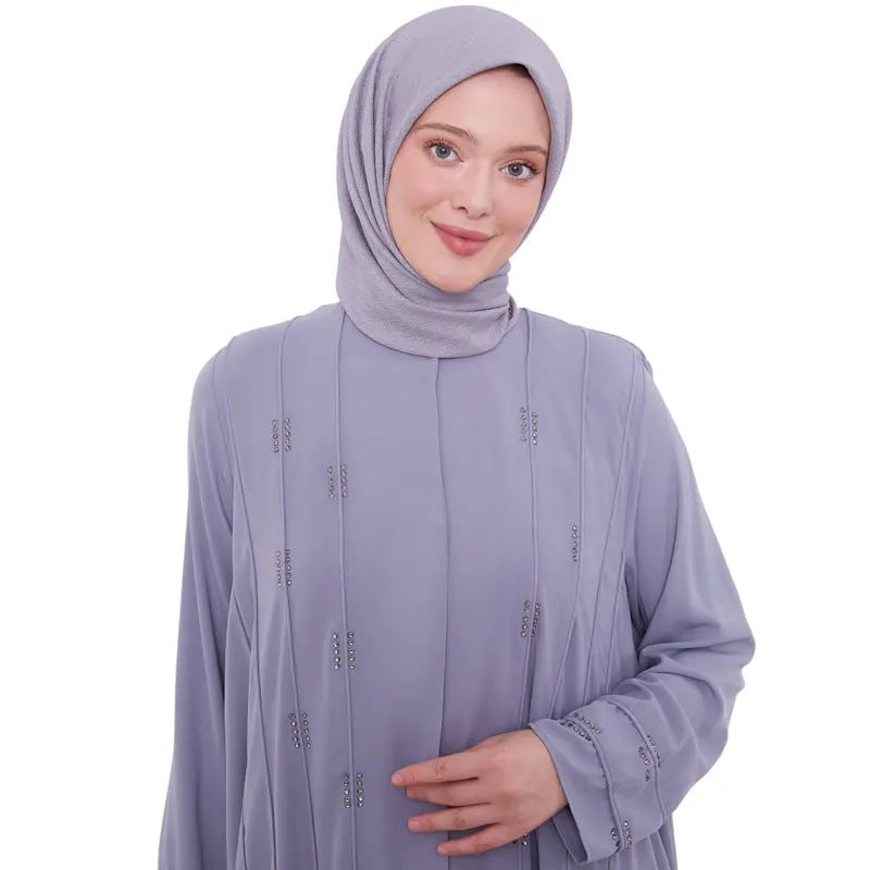 Lilac Embellished Diamond Abaya