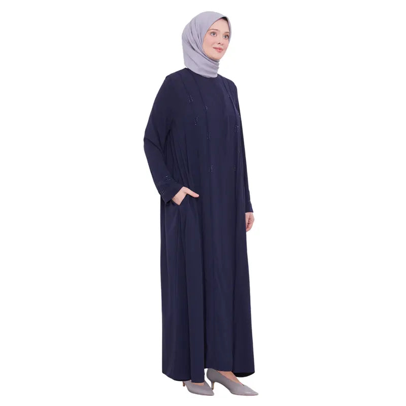 Navy Embellished Diamond Abaya