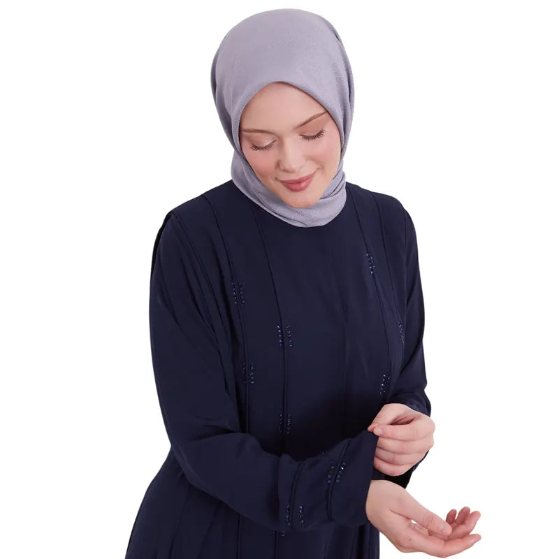 Navy Embellished Diamond Abaya