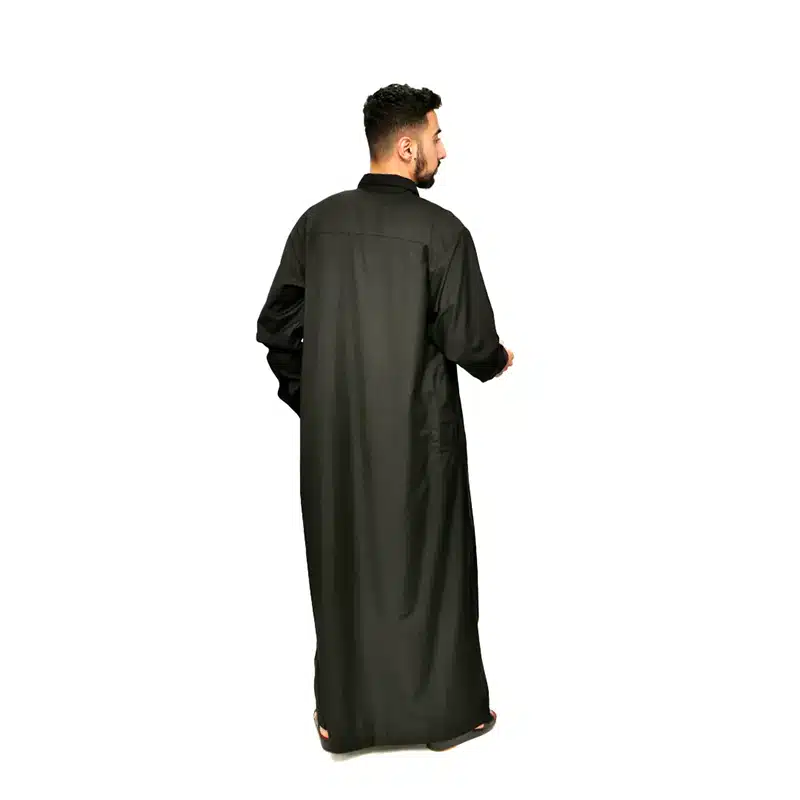 Men's Styled Collared Black Thobe 671- 4 image 2