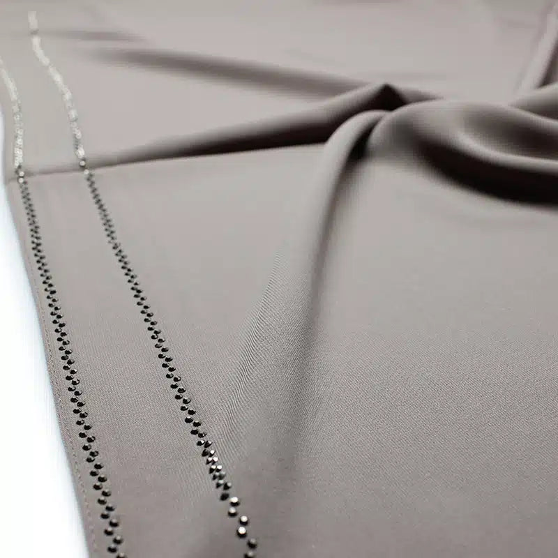 Beaded Smoke Grey Medina Silk Hijab
