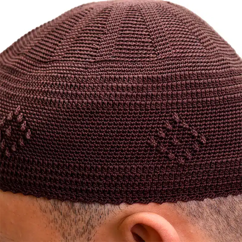 Men's Detailed Knit Brown Prayer Hat image 1