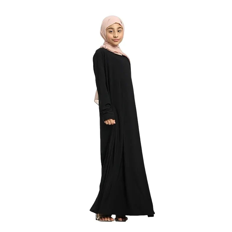 Girls Black Jersey Abaya