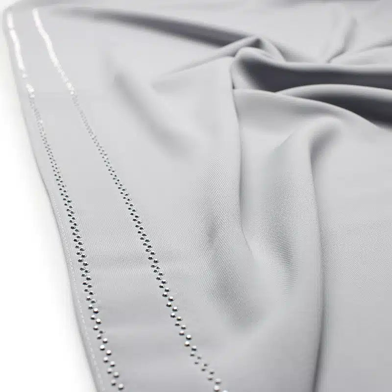 Beaded Medina Light Grey Silk Hijab
