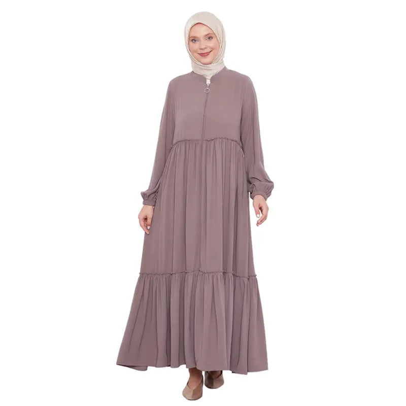 Modest Zipped Brown Abaya
