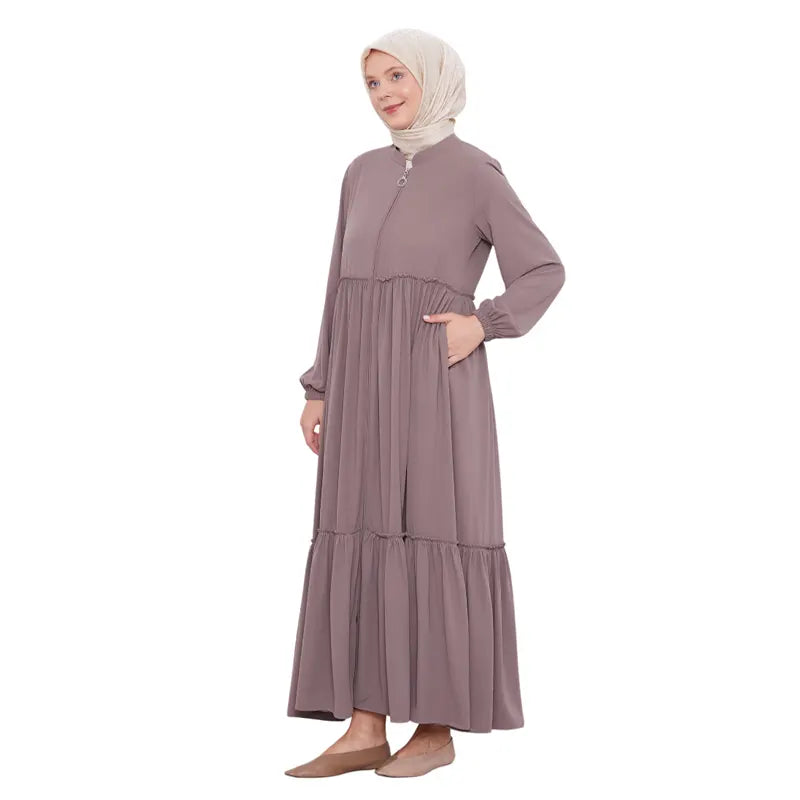 Modest Zipped Brown Abaya