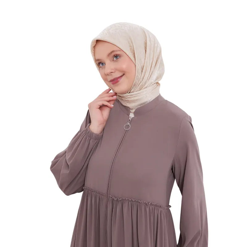 Modest Zipped Brown Abaya