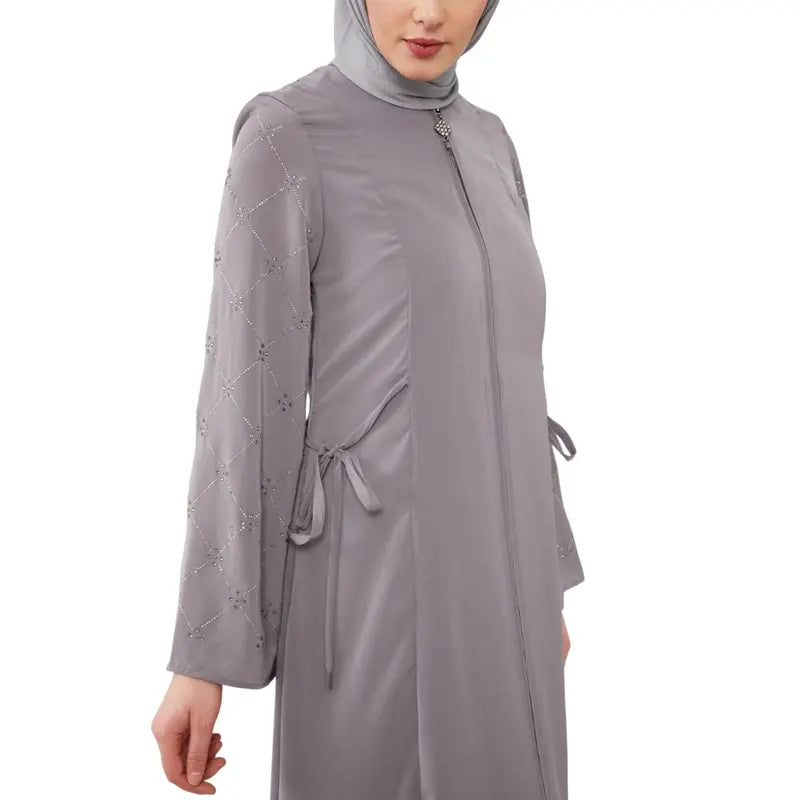Fatima Zip Lilac Abaya