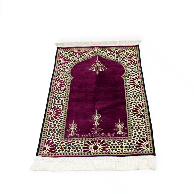 Detailed Maroon Light Weight Prayer Mat for Kids