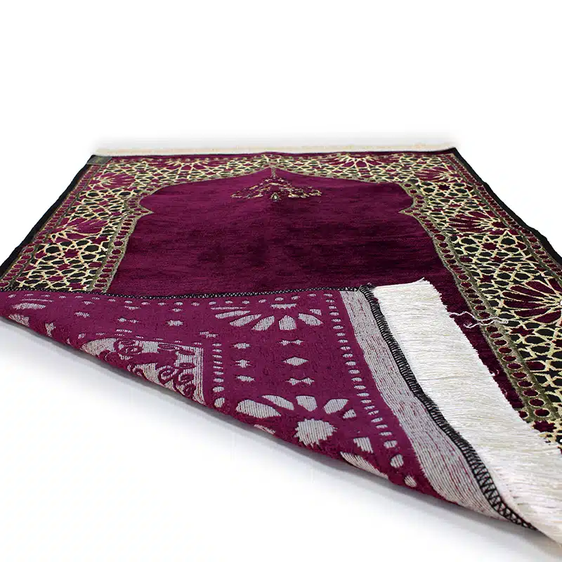 Detailed Maroon Light Weight Prayer Mat for Kids