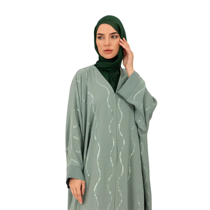 Mint Dainty Embellished Buttoned Batwing