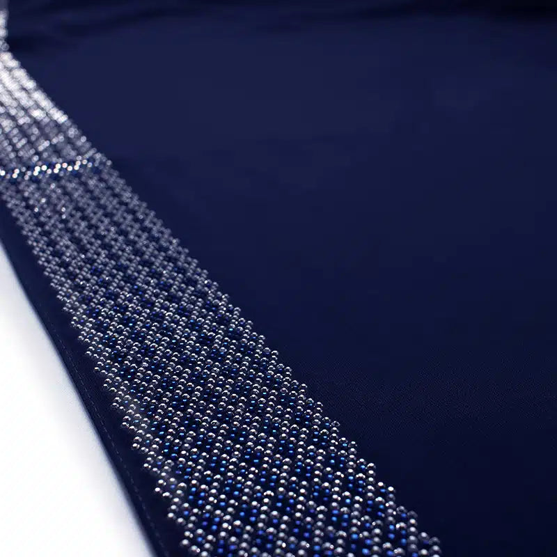 Detail Beaded Madinah Dark Navy Chiffon Hijab