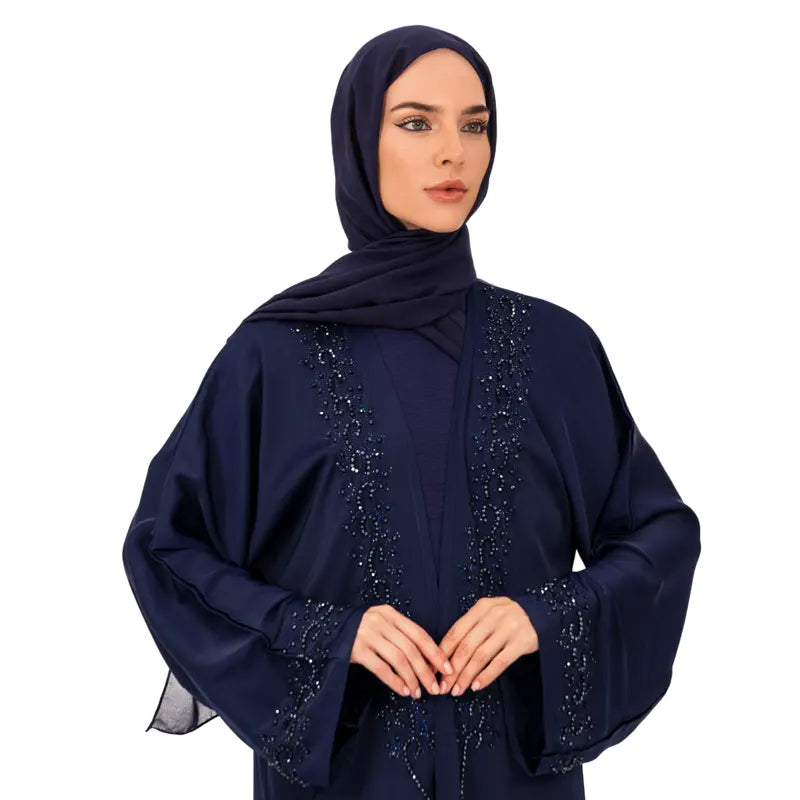Navy Noor Embellished Kimono Set