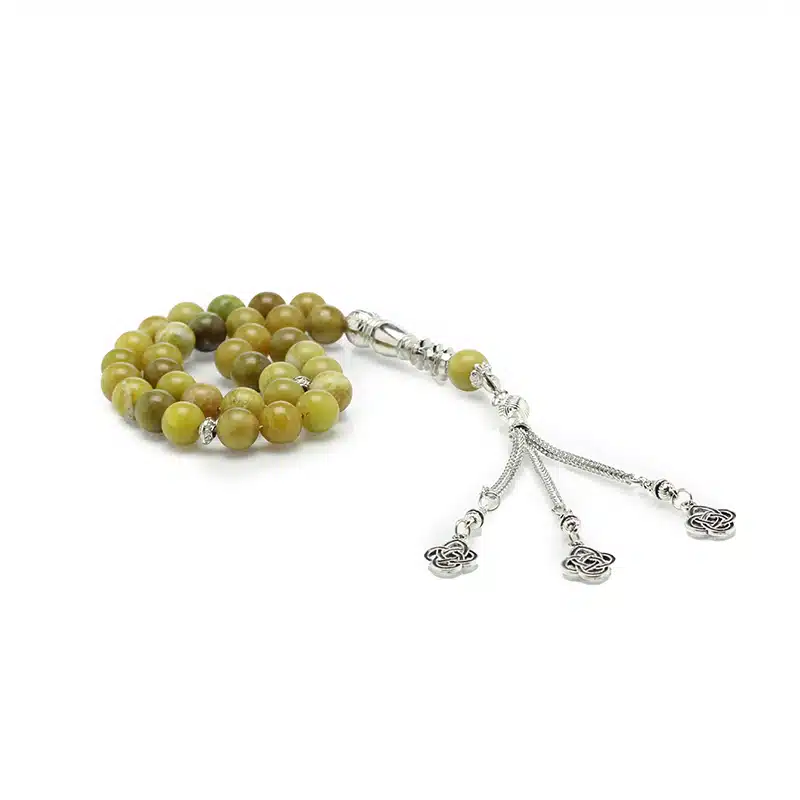Olive Green Marble 33 Beaded Tasbih