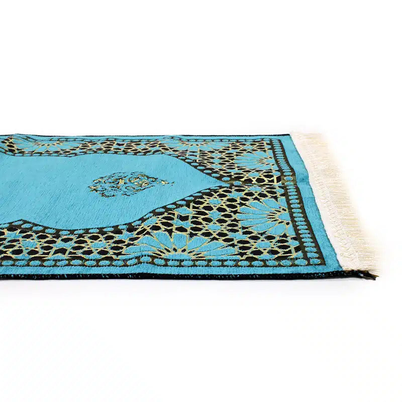 Detailed Teal Green Light Weight Prayer Mat for Kids