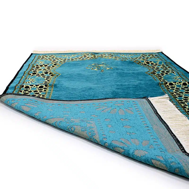 Detailed Teal Green Light Weight Prayer Mat for Kids