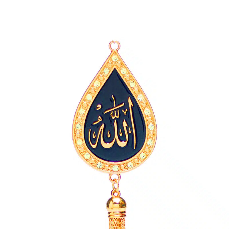 Rose Gold Pear Shaped Allah & Muhammad Car Hanger