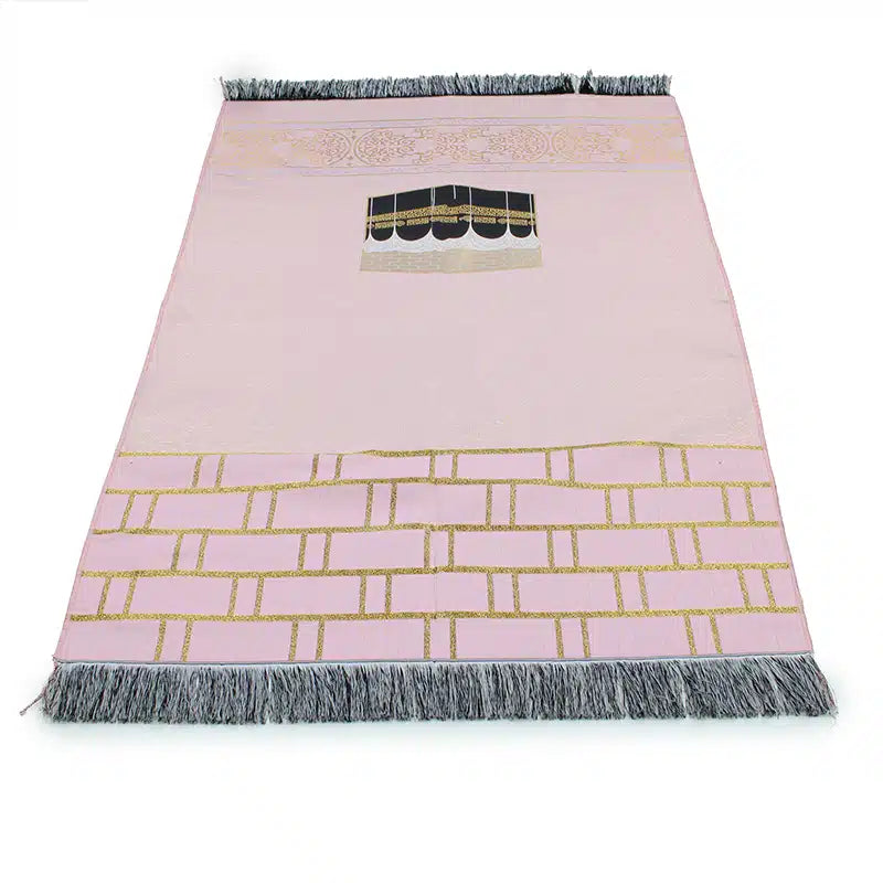 Light Weight Pink Embroidered Kaaba Prayer Mat