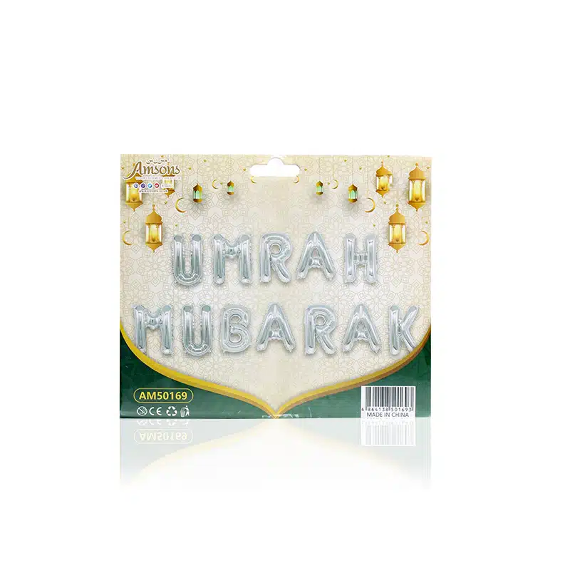 Silver Inflatable Umrah Mubarak Balloons