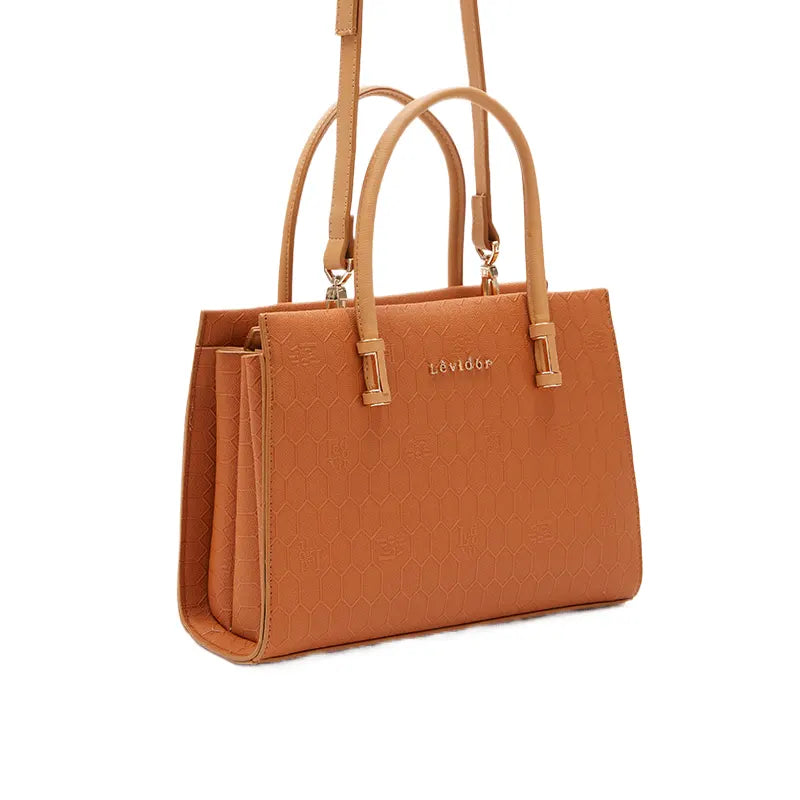 Women's Tan Textured Top Handle Bag Ref 930015