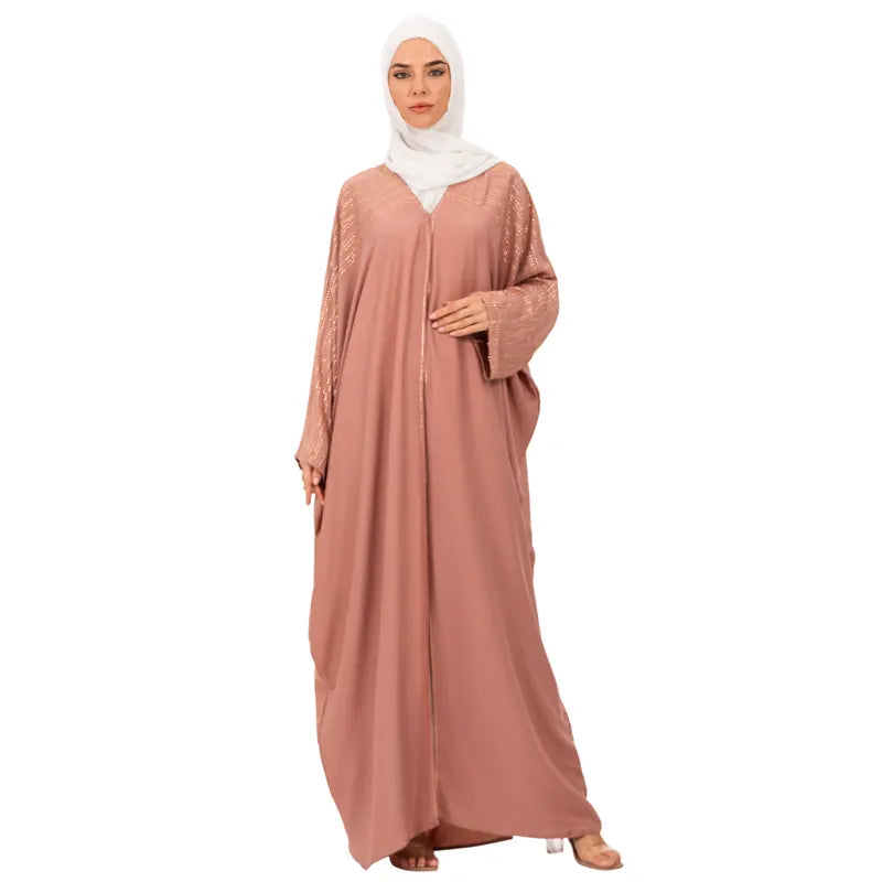Mira Peach Luxury Batwing Abaya