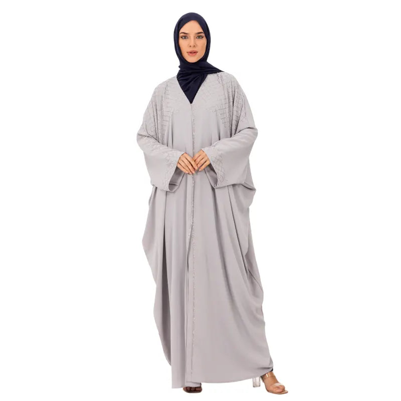 Grey Elite Diamond Batwing Abaya