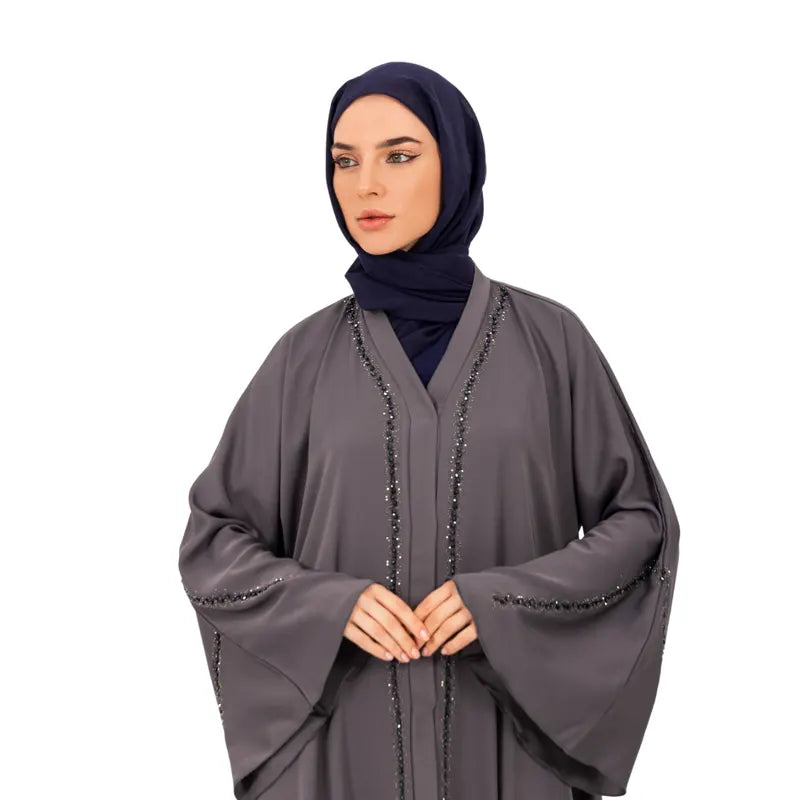 Glorious Buttoned Grey Abaya