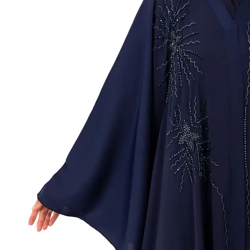 Timeless Stone Navy Buttoned Abaya