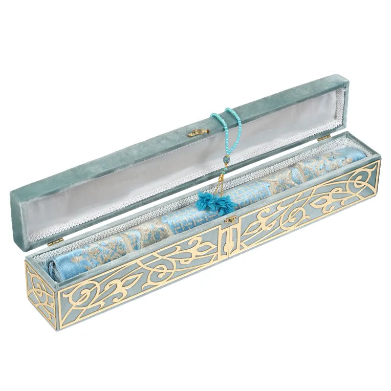 Baby Blue Velvet Plexi Prayer Gift Box 11002