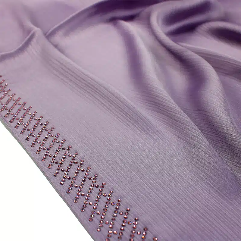 Violet Silk Crinkle Beaded Hijab