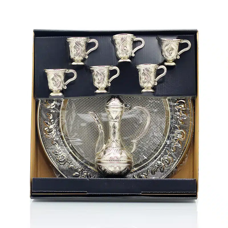 Patterned Six Cup Zam Zam Set Silver 649