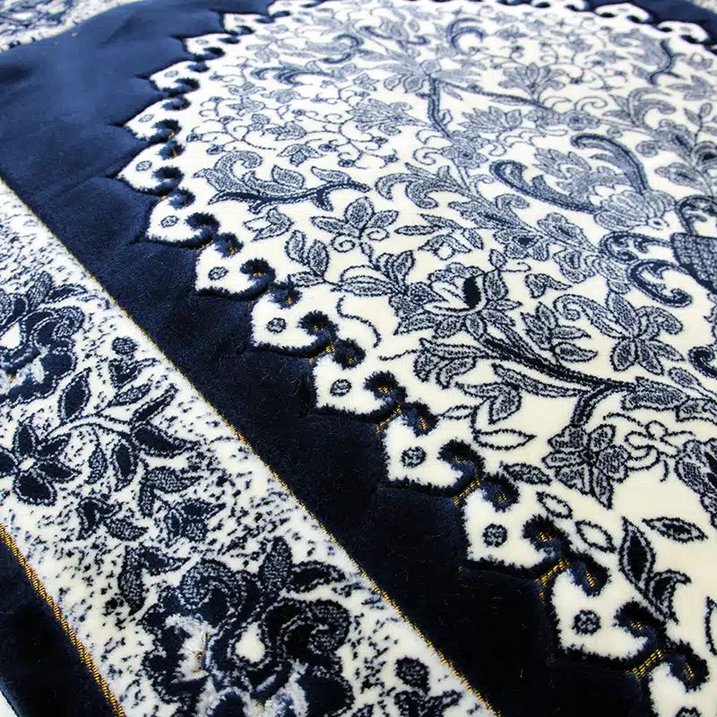 Memory Foam Padded Prayer Mat Navy And White