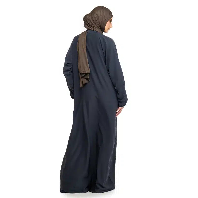 Maryam Button Navy Abaya