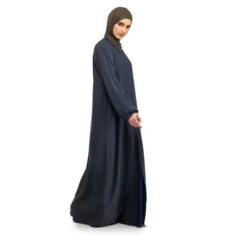 Maryam Button Navy Abaya