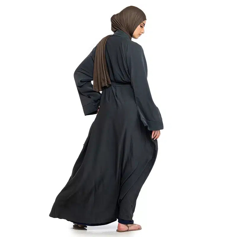 Amani Belted Dark Grey Abaya
