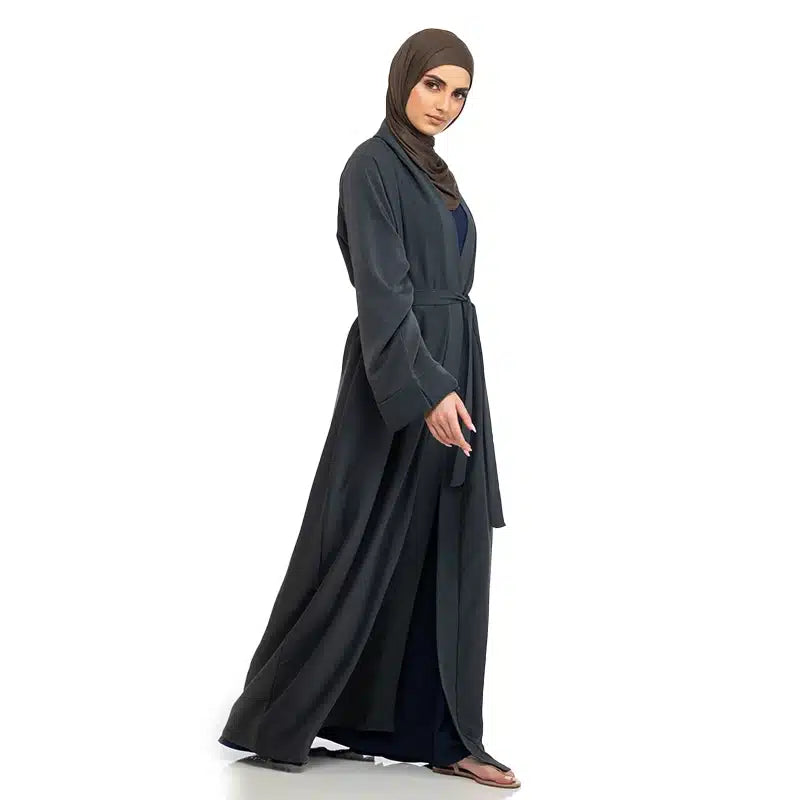 Amani Belted Dark Grey Abaya