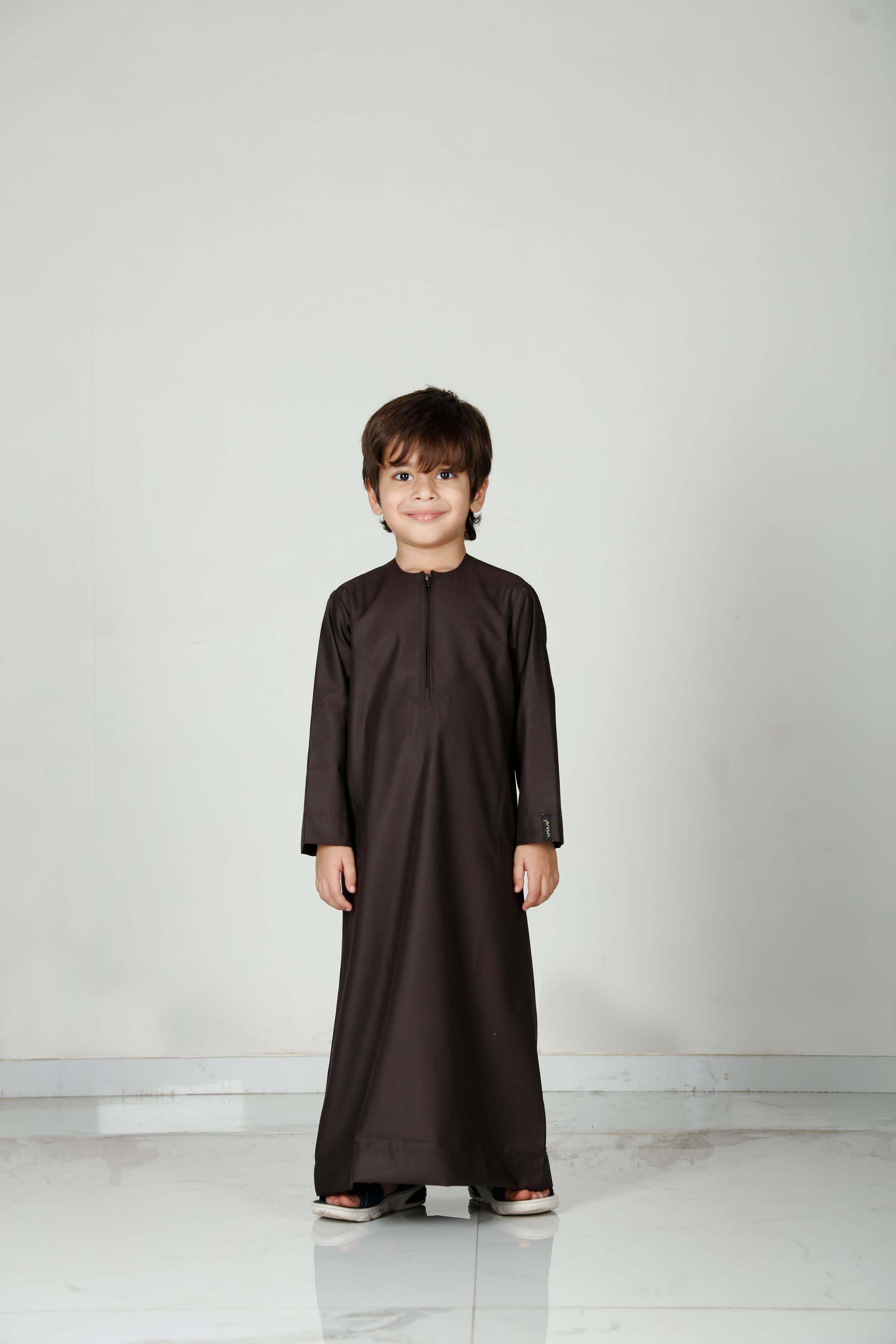 Kids Omani Thobe Brown 101 Col 32
