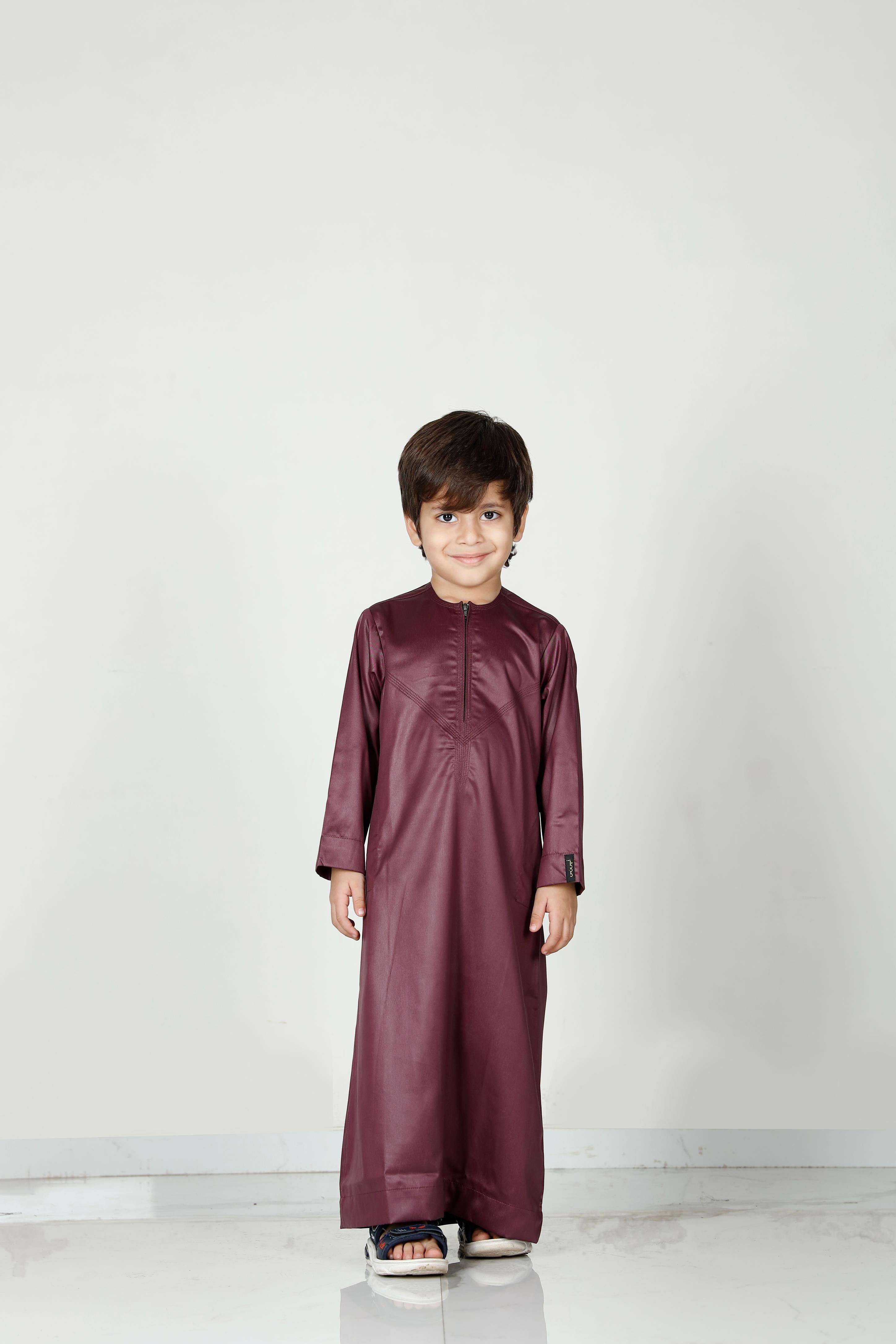 Kids Omani Thobe Plum 106 Col 13