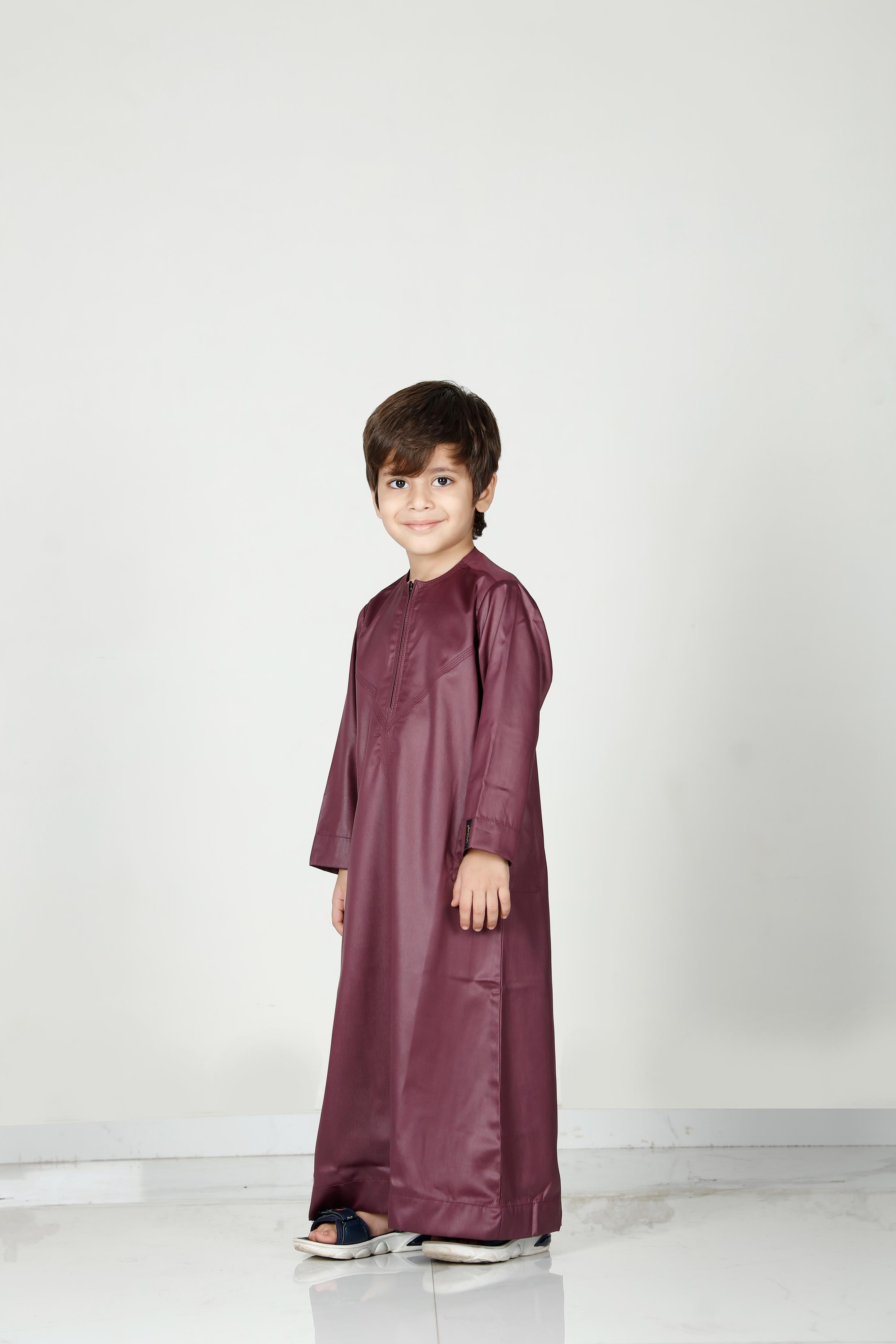 Kids Omani Thobe Plum 106 Col 13