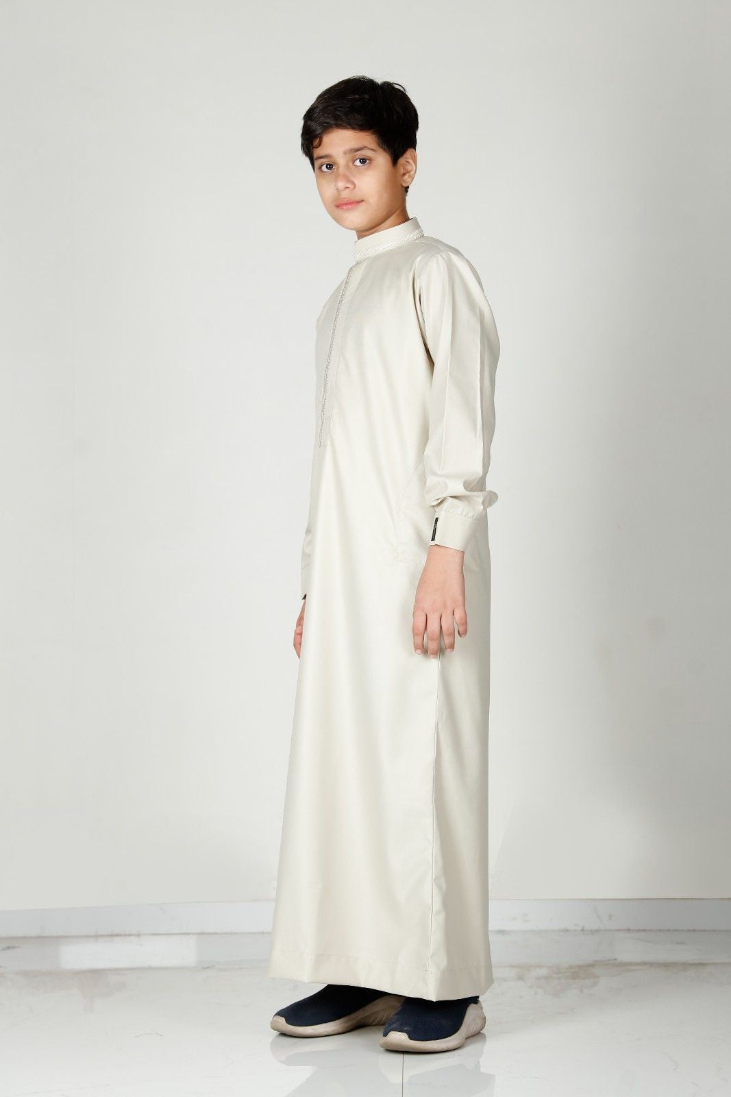 Premium Collared Kids Thobe Butter 110 Col 28